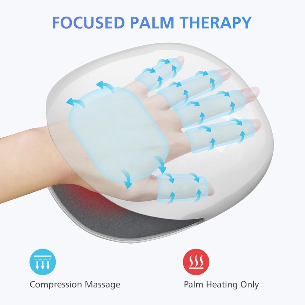 Wireless Hand Massager, 3 Levels Compression & Heating, Rechargable